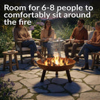 Rustic 30 In. W X 15 In. H round Cast Iron Wood-Burning Fire Pit Bowl