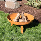 Rustic 30 In. W X 15 In. H round Cast Iron Wood-Burning Fire Pit Bowl