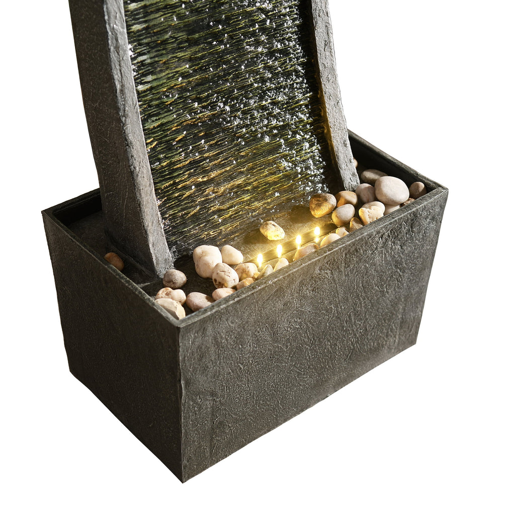 38.58" Curved Waterfall Fountain with LED