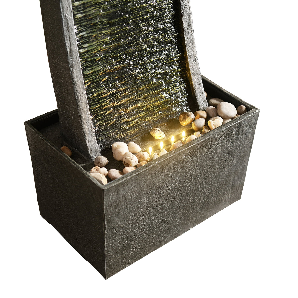 38.58" Curved Waterfall Fountain with LED