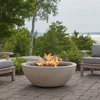 Pompton 42 In. round Concrete Composite Propane Fire Pit in Fog with Vinyl Cover