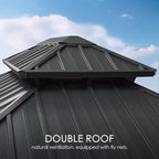 Apollo 12 Ft. X 18 Ft. Wood like Aluminum Hardtop Gazebo with Galvanized Steel Roof and Mosquito Net