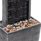 38.5" Modern Outdoor LED Waterfall Fountain