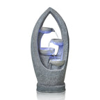 4 Tier Flowing Water Indoor/Outdoor Fountain Modern Hollow Oval and Blue Lighting Healing Decor