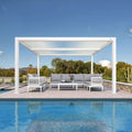 Louvered Pergola Modern White Pergola with Adjustable Roof for Deck Backyard Garden