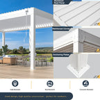 Aluminum Louvered Pergola, Outdoor Pergola with Adjustable Louvered Roof