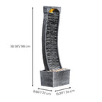 38.58" Curved Waterfall Fountain with LED