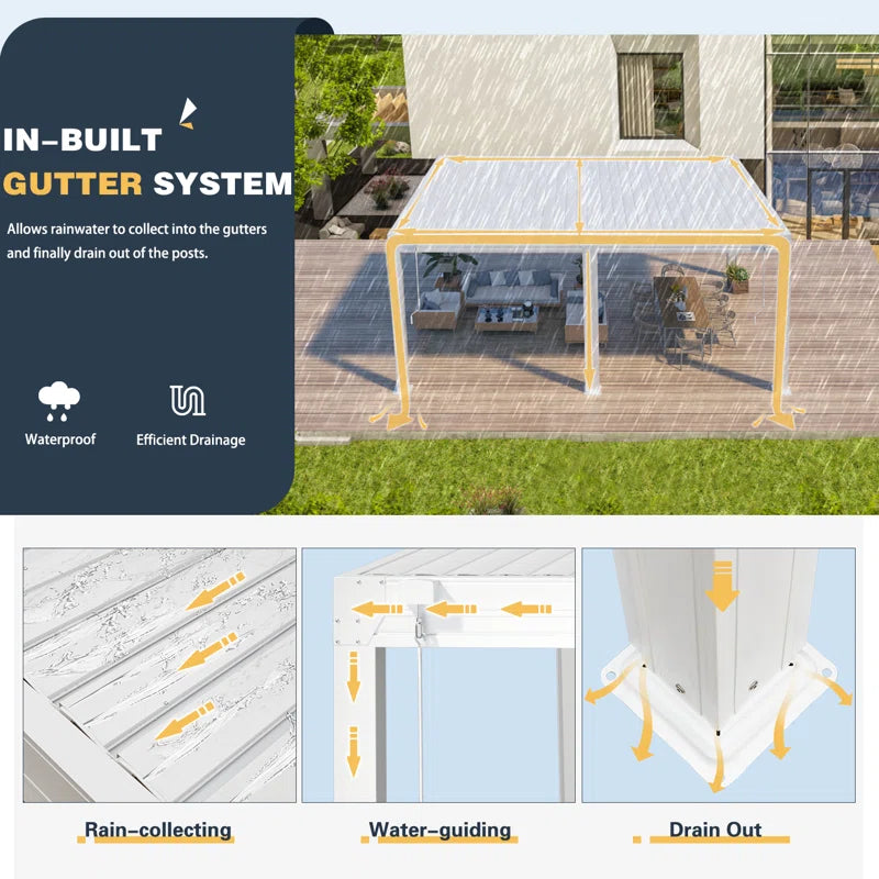 Aluminum Louvered Pergola, Outdoor Pergola with Adjustable Louvered Roof