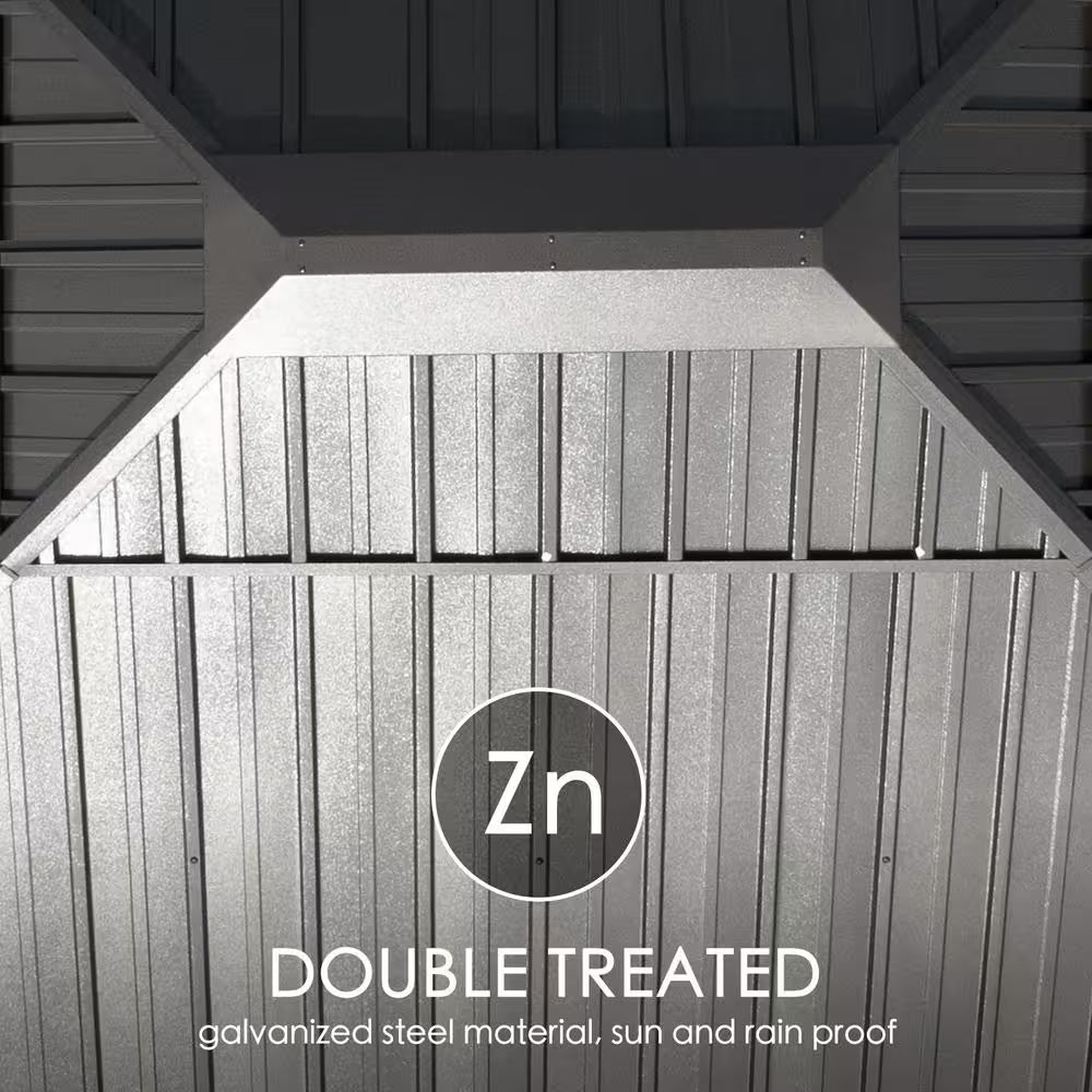 Apollo 12 Ft. X 18 Ft. Wood like Aluminum Hardtop Gazebo with Galvanized Steel Roof and Mosquito Net