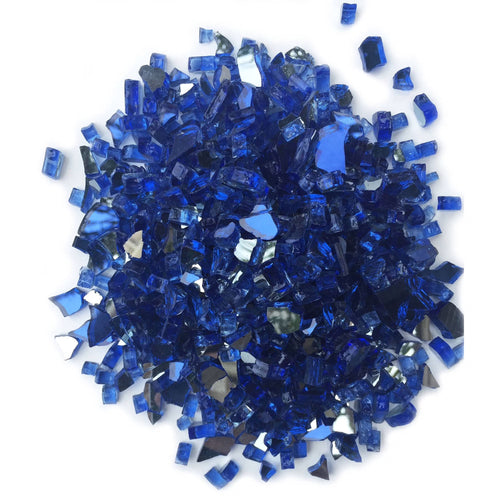 Cobalt Blue Reflective 1/4" Fire Glass 10Lb, Cobalt Blue Reflective Fire Glass, Indoor or Outdoor Fire Glass