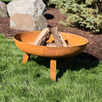 Rustic 30 In. W X 15 In. H round Cast Iron Wood-Burning Fire Pit Bowl