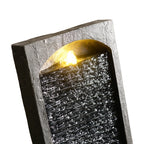 38.5" Modern Outdoor LED Waterfall Fountain