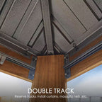 Apollo 12 Ft. X 18 Ft. Wood like Aluminum Hardtop Gazebo with Galvanized Steel Roof and Mosquito Net