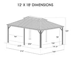 Apollo 12 Ft. X 18 Ft. Wood like Aluminum Hardtop Gazebo with Galvanized Steel Roof and Mosquito Net
