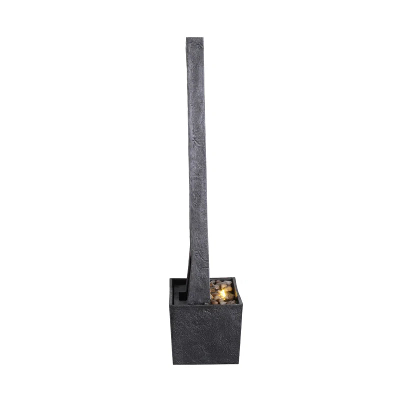 38.5" Modern Outdoor LED Waterfall Fountain
