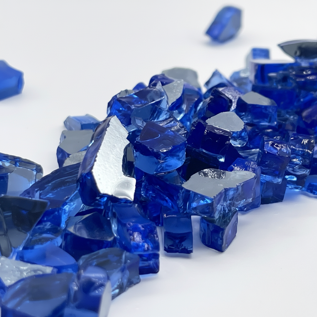 Element Fireglass Cobalt Blue Reflective 1/4" Fire Glass 10Lb, Cobalt Blue Reflective Fire Glass, Indoor or Outdoor Fire Glass