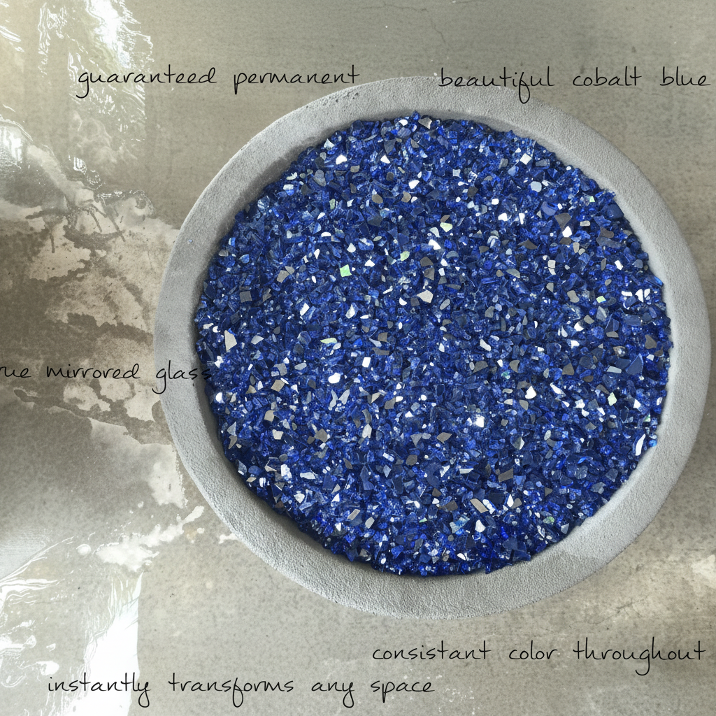 Element Fireglass Cobalt Blue Reflective 1/4" Fire Glass 10Lb, Cobalt Blue Reflective Fire Glass, Indoor or Outdoor Fire Glass
