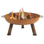 Rustic 30 In. W X 15 In. H round Cast Iron Wood-Burning Fire Pit Bowl
